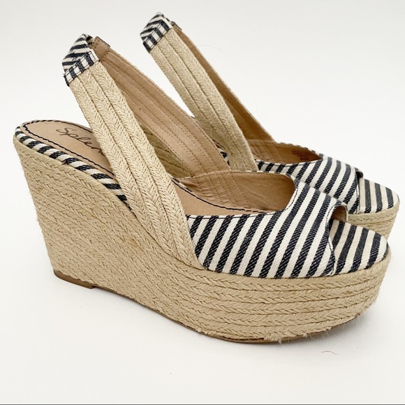 Splendid striped nautical espadrille wedges 8.5 - Picture 1 of 10
